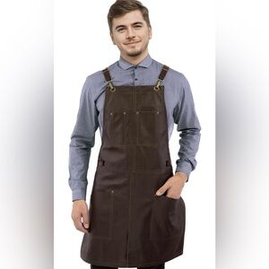 UNDER NY SKY Full Grain Leather Kitchen Apron #1205255